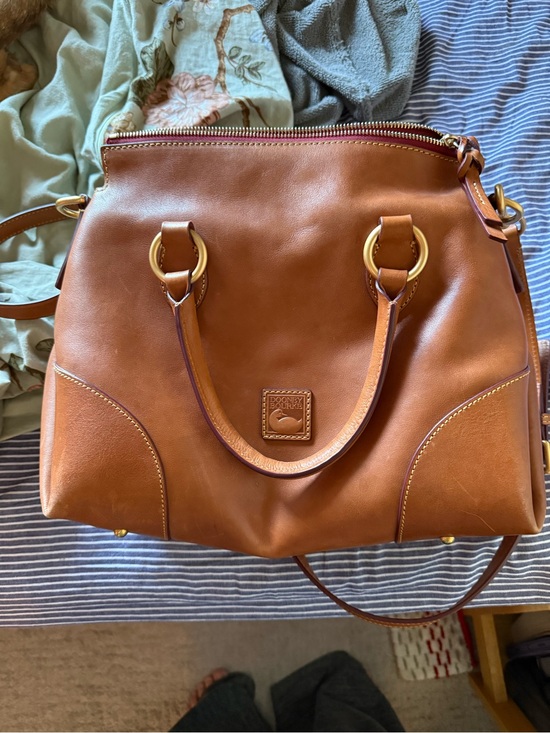 Dooney & Bourke Handbags - Dooney & Bourke Brown Leather Satchel with Gold Hardware